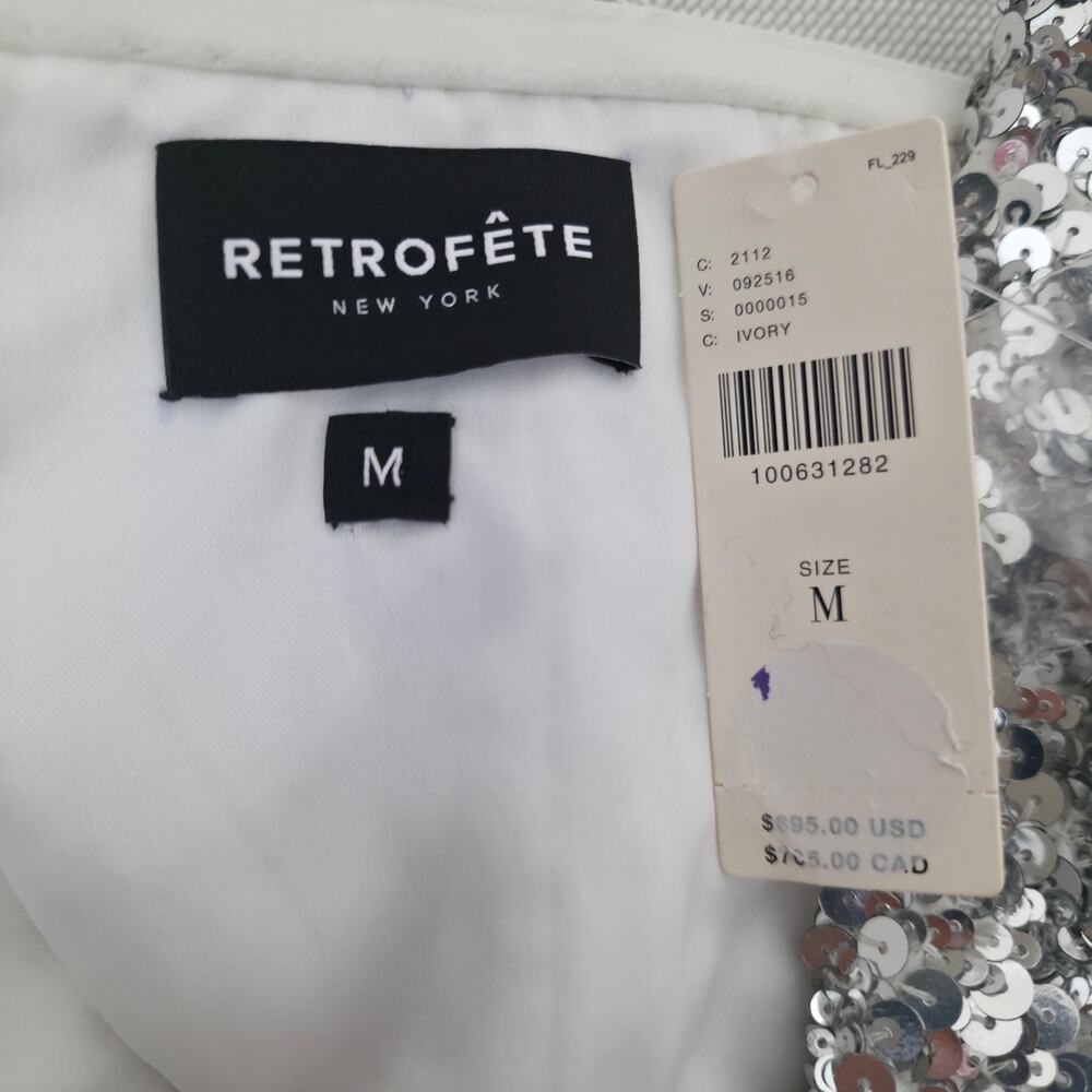 Retrofête White Silver Strapless Sequin Kameron Embellished Mini Dress Medium - Picture 11 of 11